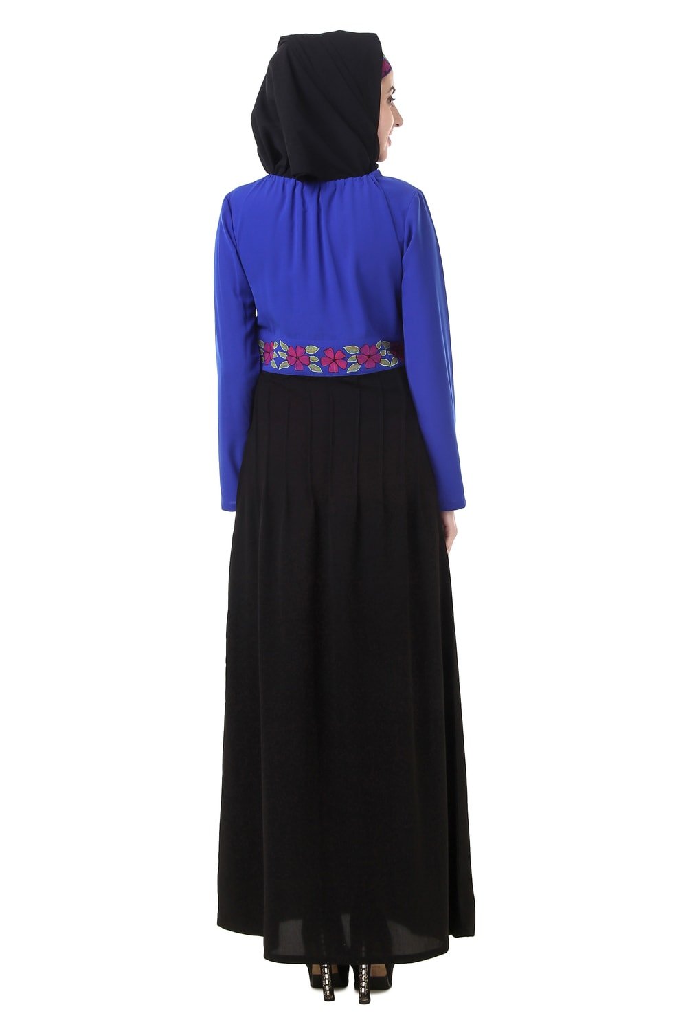 Elegant Muslim Abaya Dress with Hijab - Modest Islamic Maxi Dress in Black & Blue - Perfect for Prayer, Mosque, and Daily Wear - AY-665