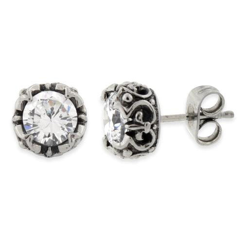 Stainless Steel Crown Clear CZ Stud Earrings for Women - Hypoallergenic Cubic Zirconia Jewelry - Perfect for Parties, Weddings & Everyday Wear
