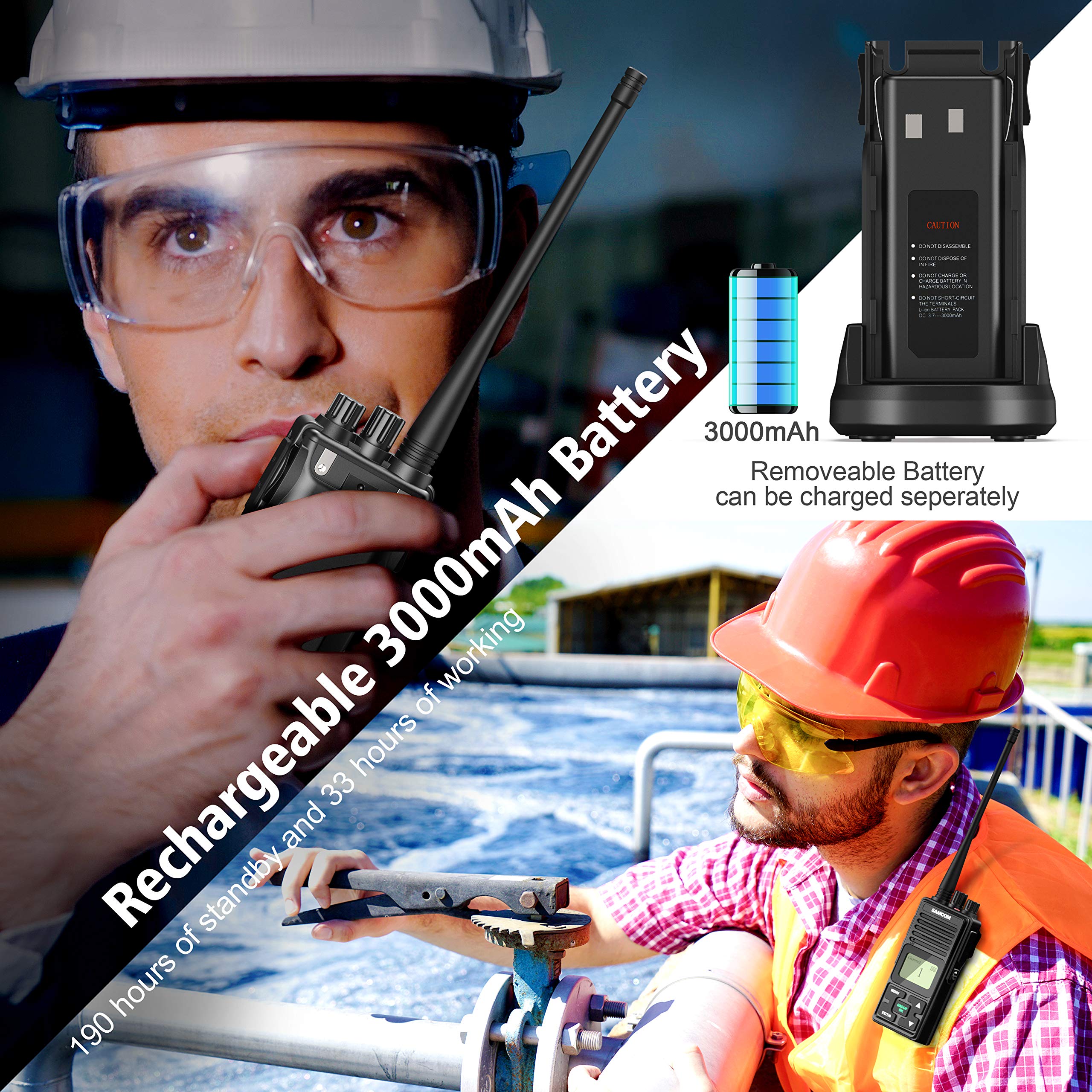Long Range Two Way Radios 3000mAh High Power Rechargeable Walkie Talkies - 2 Watts UHF Business Radios for Adults with Earpiece & Group PTT Button (9 Pack) - Ideal for Construction, Security, and Outdoor Adventures