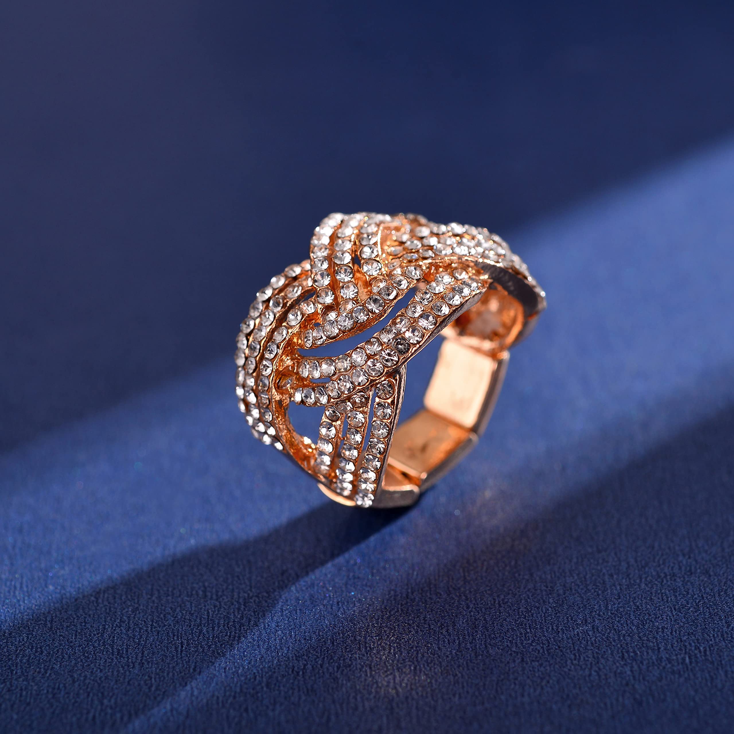 Nicole Miller Rose Gold Crystal Rhinestone Ring for Women | Elegant Party Accessory