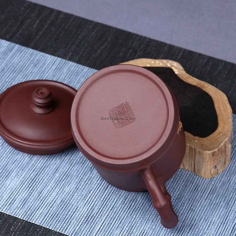 Premium Yixing Purple Clay Tea Cup - Handcrafted Plum Bamboo Design for Gongfu Tea Ceremony | Perfect for Chinese Tea, Oolong, Pu-erh & Herbal Brewing
