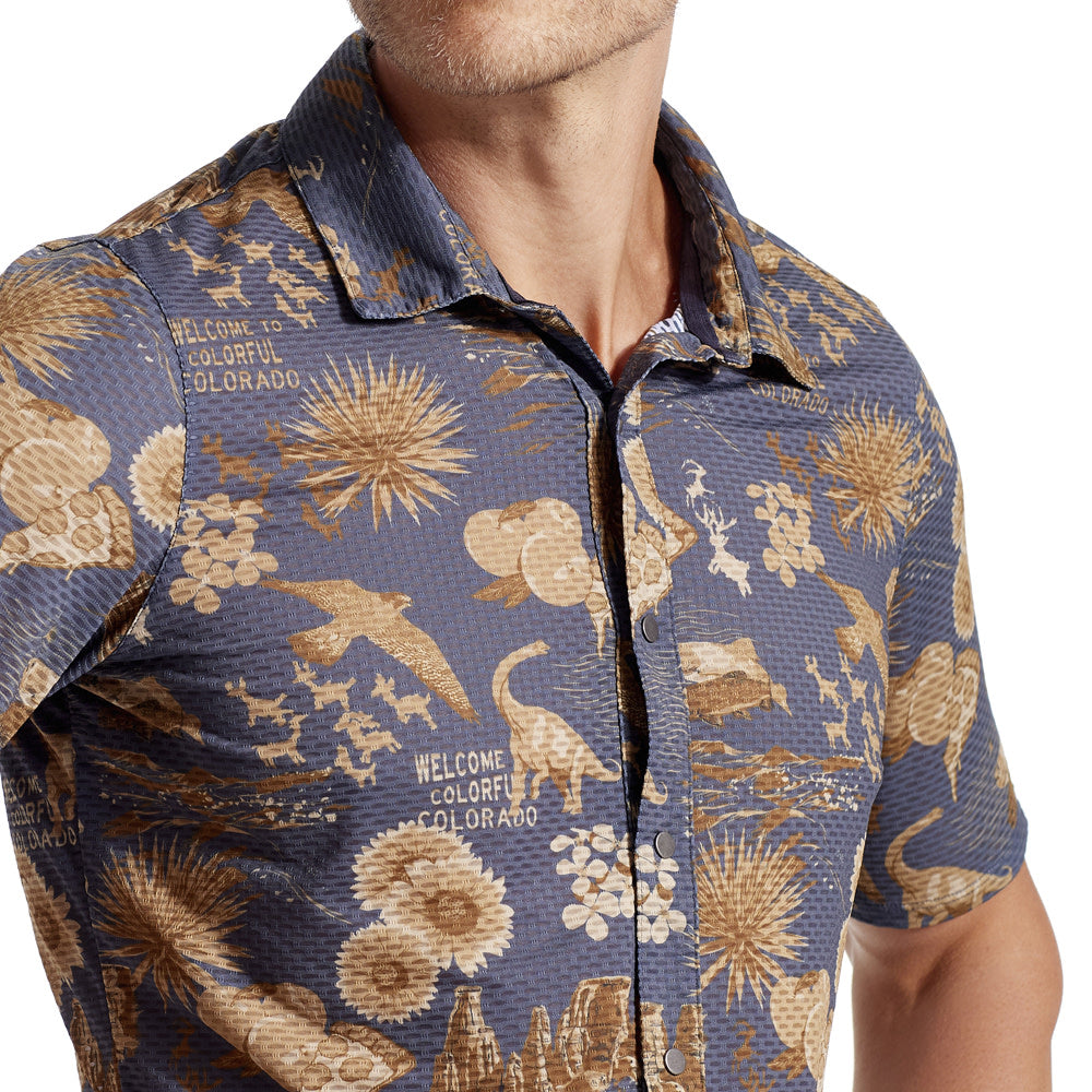 Men's Quick-Dry Hiking Short Sleeve Shirt - Canyon Tech Snap Performance Top for Outdoor Adventures & Travel