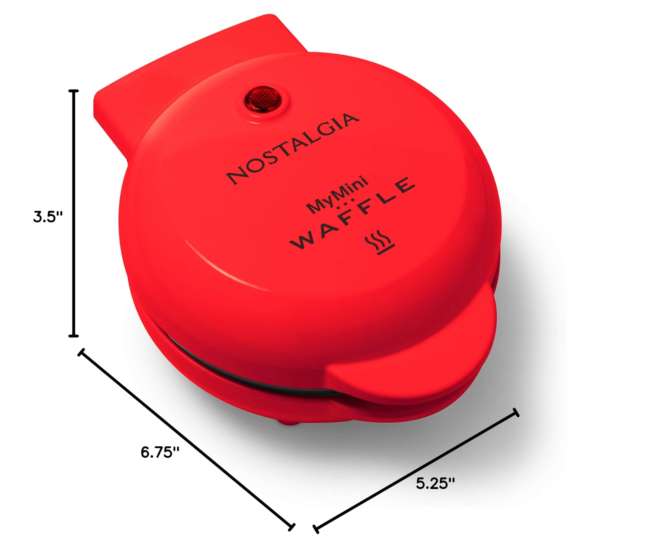 Nostalgia MWF5AQ MyMini Personal Electric Waffle Maker - Make Waffles, Hash Browns, French Toast, Grilled Cheese, Quesadillas, Brownies & Cookies - Compact Red Appliance for Breakfast, Snacks & Desserts at Home, Dorm or Office