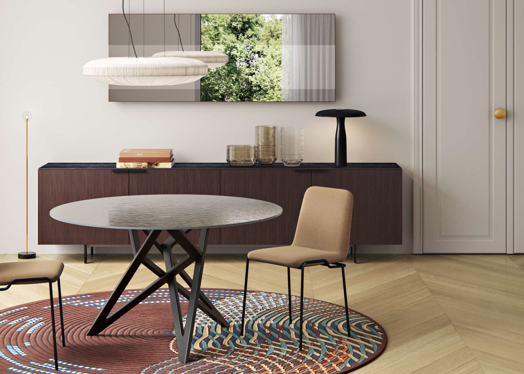 Black Stained Ash Ennéa Round Dining Table Base - Perfect for Modern Kitchens, Dining Rooms & Restaurant Decor
