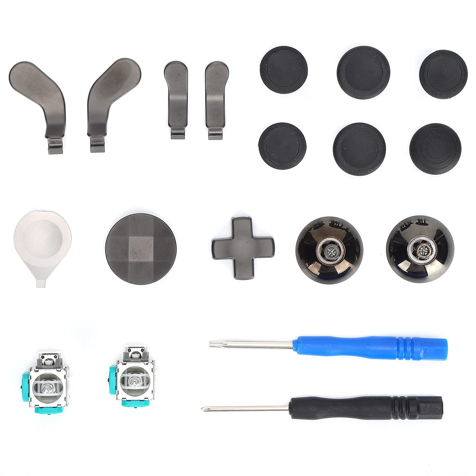 Xbox One Elite 2 Controller Replacement Buttons Kit - 19-in-1 Metal Game Controller Button Set with Tools | Perfect for DIY Repairs, Custom Mods & Enhanced Gaming Experience