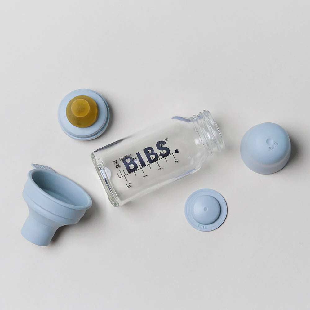 BIBS Baby Glass Bottle Complete Set - 110ml (3.7oz) | Dusky Lilac | BPA-Free Infant Feeding Bottle for Newborns & Toddlers - Perfect for Home, Travel & Daycare Use