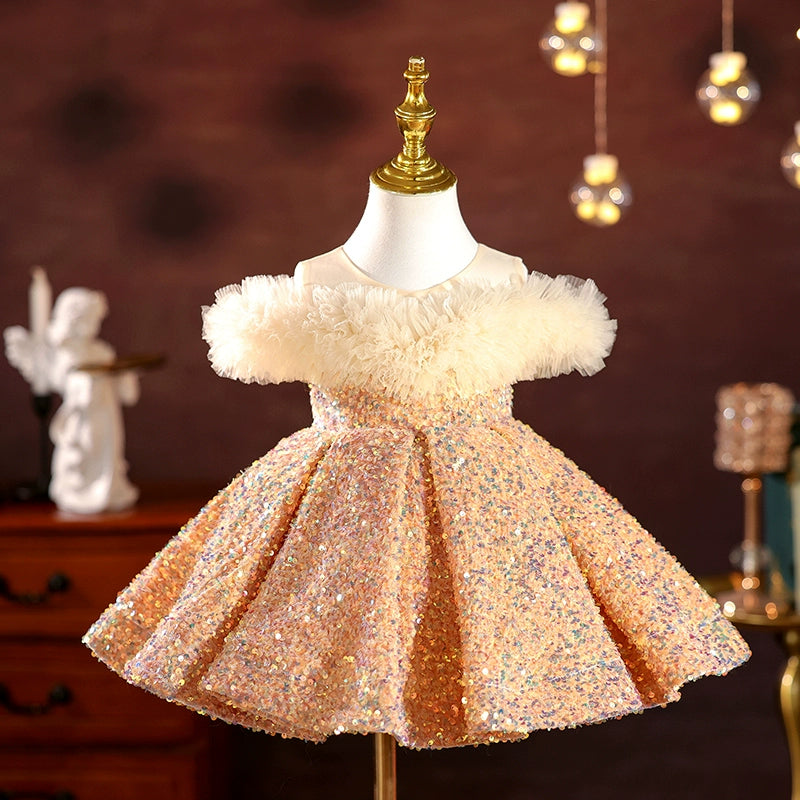 Sparkly Sequin Christmas Dress for Baby Girls - Toddler Princess Birthday Party Gown | Perfect for Holiday Photos, Special Occasions & Festive Celebrations
