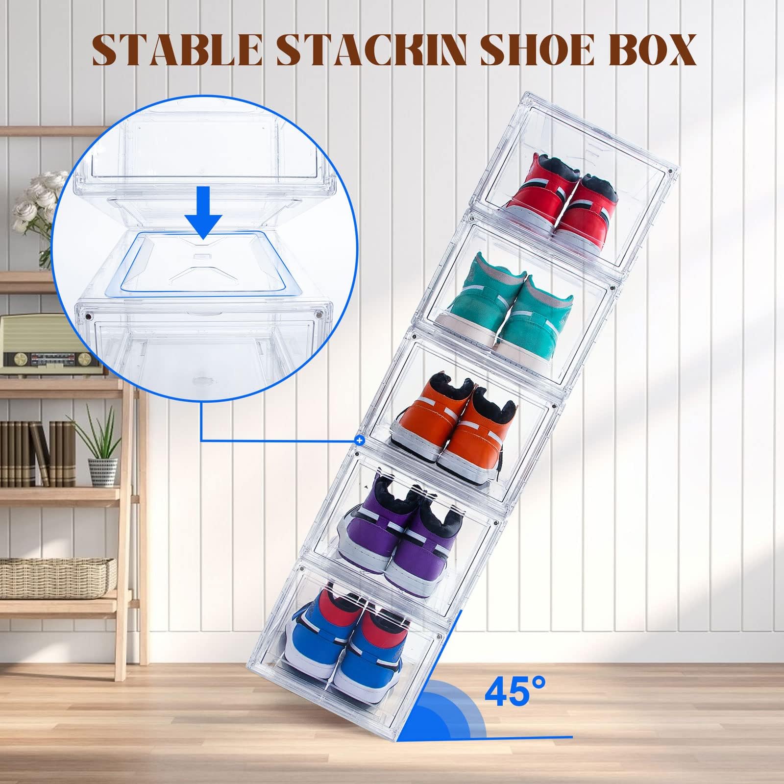 12 Pack Clear Acrylic Shoe Storage Boxes - Drop Front Stackable Sneaker Organizer for Size 15 | Perfect for Closet Organization, Sneaker Collection Display & Shoe Rack Storage