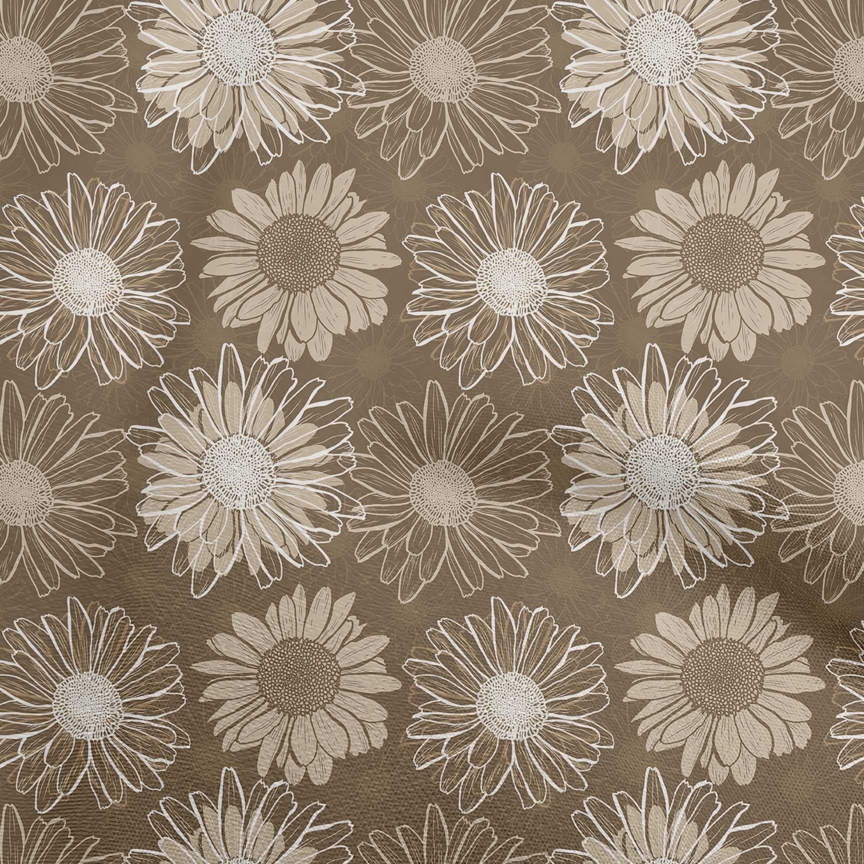 oneOone Polyester Spandex Tawny Brown Floral Print Fabric - 56 Inch Wide for DIY Clothing, Quilting & Home Decor Projects | Soft Stretch Material for Dresses, Curtains & Crafting