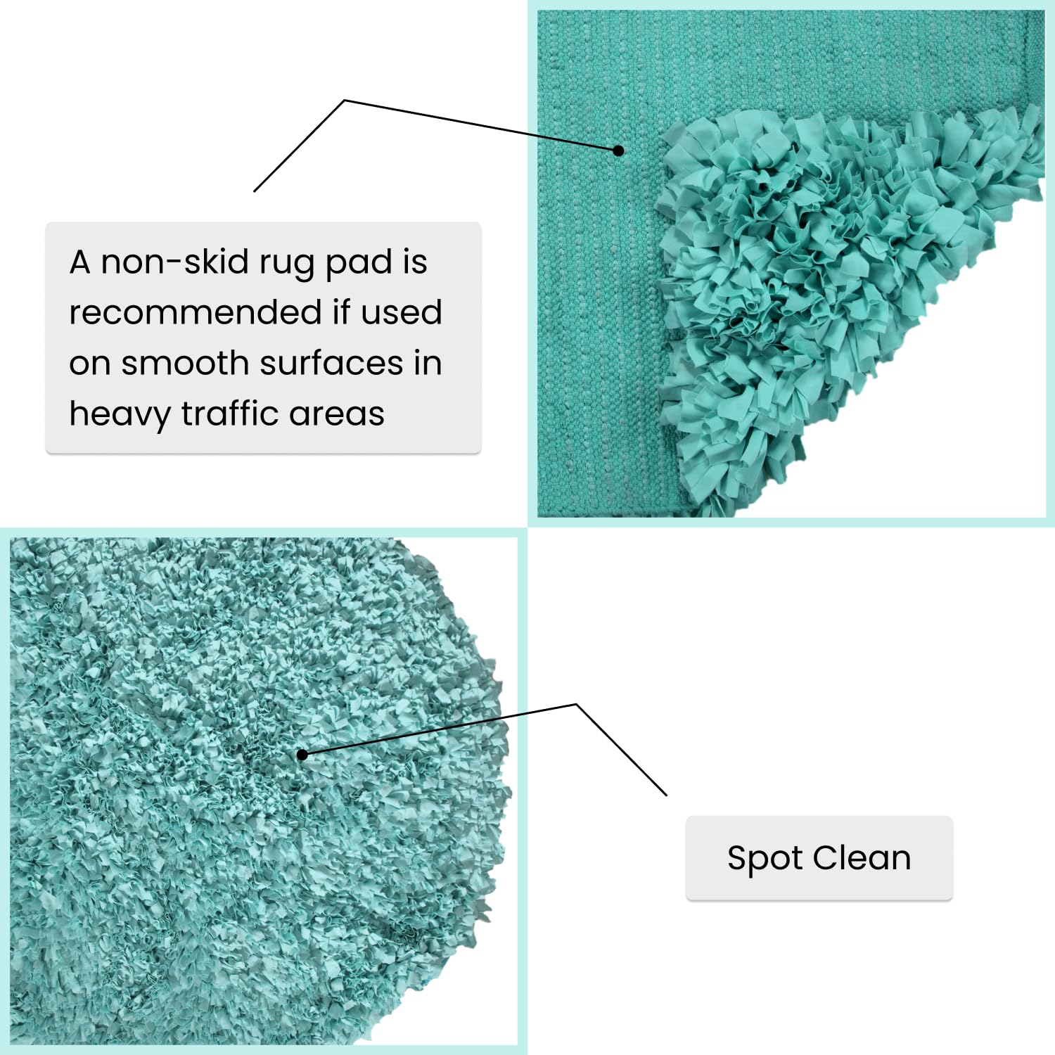 Premium Soft Shaggy Round Rug - Machine Washable Non-Slip Indoor Carpet for Living Room & Bedroom - Foldable Easy Clean Home Decor - 3' Aqua Accent Floor Mat - Perfect for Cozy Spaces, Nursery & Apartment Decor