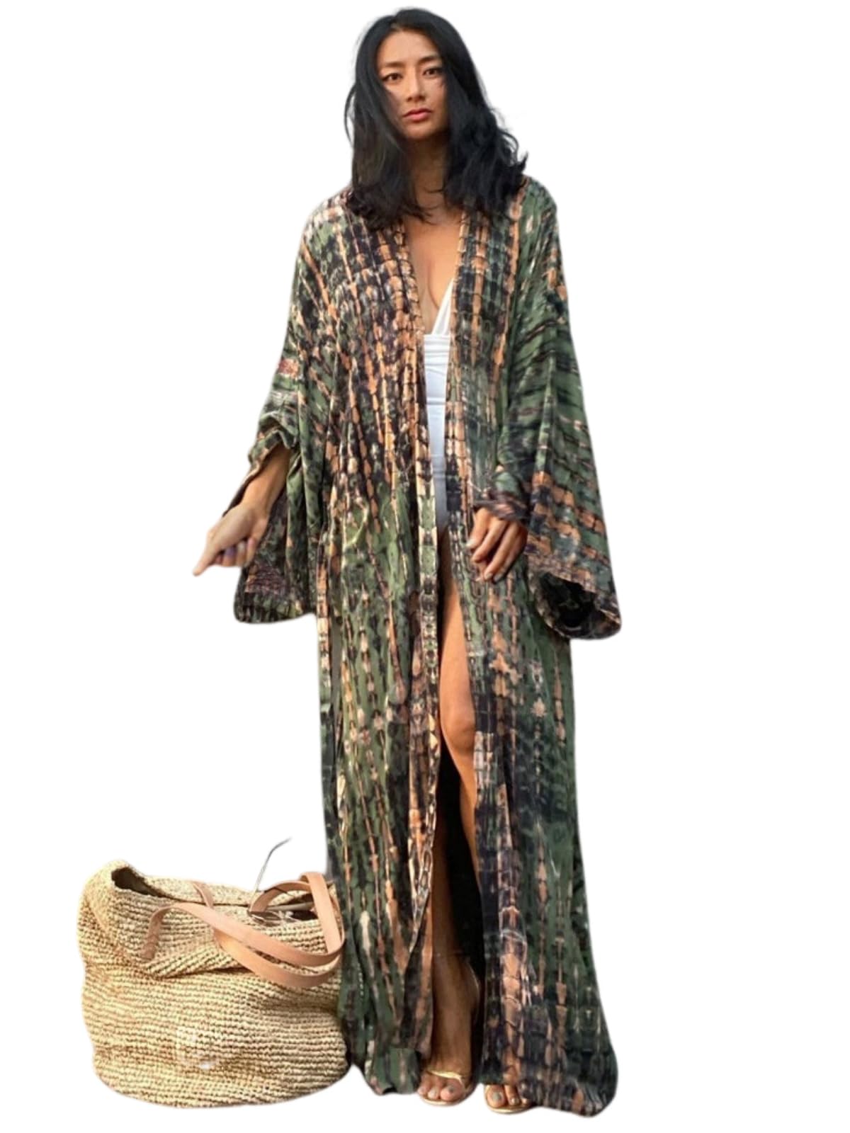 Tie Dye Open Front Long Beach Kimono Swimsuit Cover Up for Women - Lightweight Summer Beachwear, Poolside Lounge, Vacation Outfit, Boho Chic Fashion