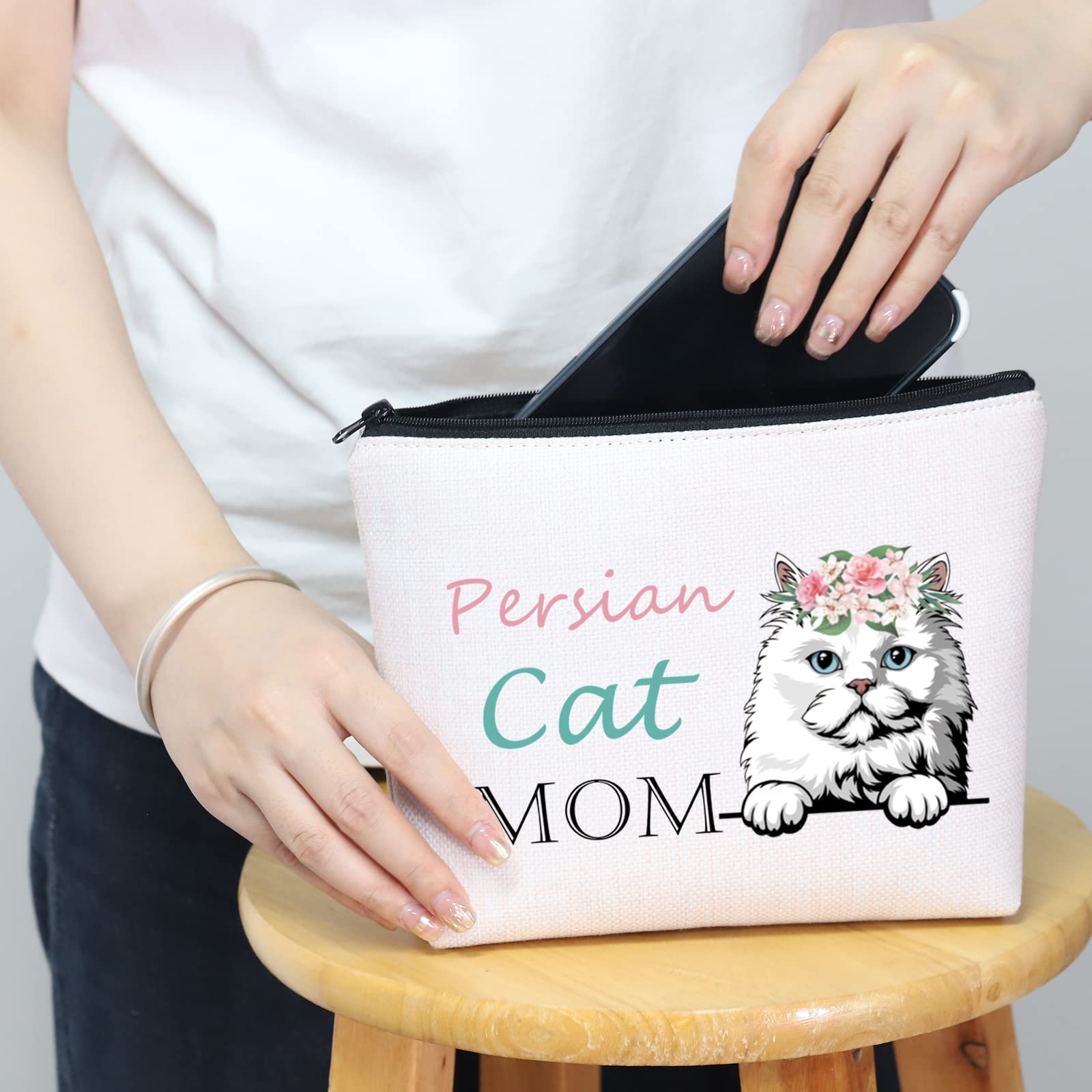 Persian Cat Mom Makeup Bag - Cute Cosmetic Pouch for Women & Girls - Perfect Gift for Cat Lovers & Persian Cat Owners - Great for Travel, School & Daily Makeup Storage