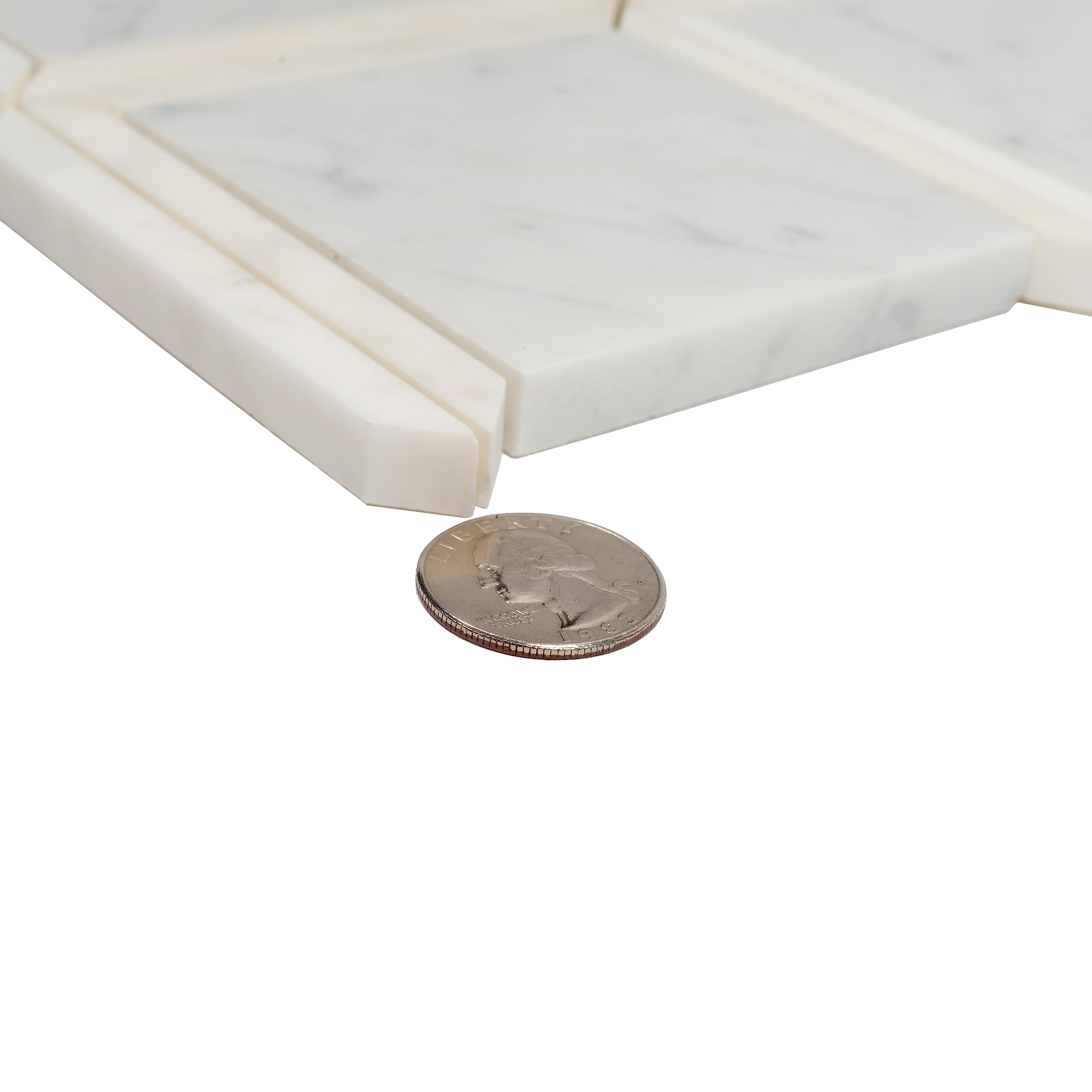 White & Grey Square Marble Mosaic Tile - 12