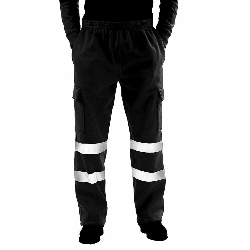 High Visibility Reflective Cargo Pants for Men - Work Safety Joggers with Pockets | Outdoor Construction, Road Work, Cycling & Night Running