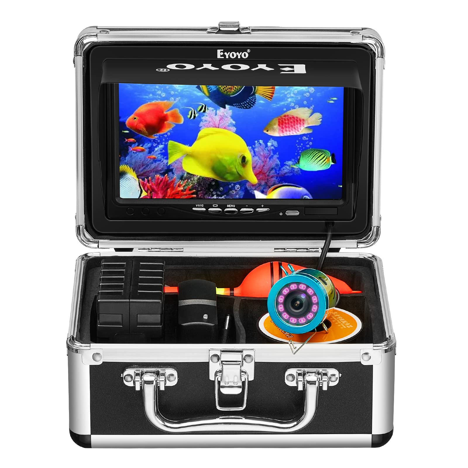 Eyoyo 7 Inch Underwater Fishing Camera with LCD Monitor - 1000TVL HD Fish Finder, Waterproof Fishing Camera with 12 Infrared Lights for Lake, Boat & Ice Fishing | Perfect for Night Fishing & Deep Water Exploration