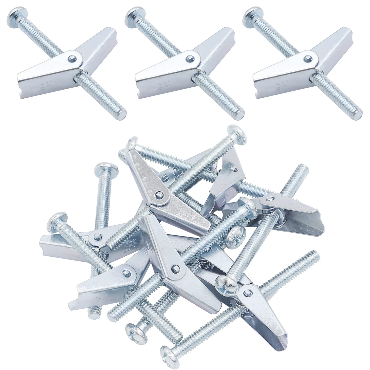 10 Pack 1/4 Inch Heavy Duty Toggle Anchors for Drywall - Screw-In Wall Anchors with Bolts for Hanging Heavy Items - Perfect for Shelves, TVs, Mirrors & Home Decor Installation
