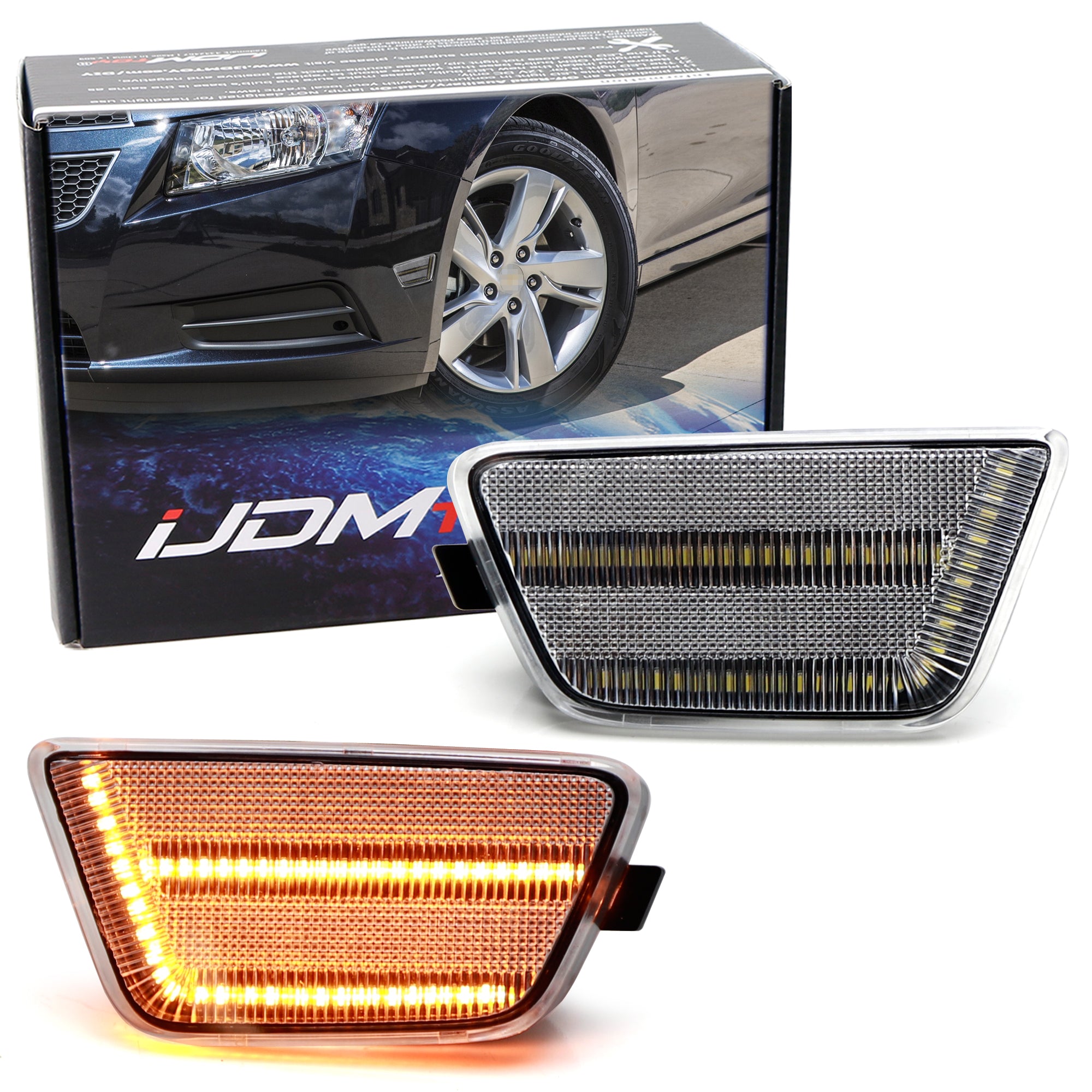 2011-2015 Chevy Cruze Clear Lens Amber LED Side Marker Lights - Double Row Full LED for Enhanced Visibility & Style - Perfect for Night Driving & Custom Car Upgrades
