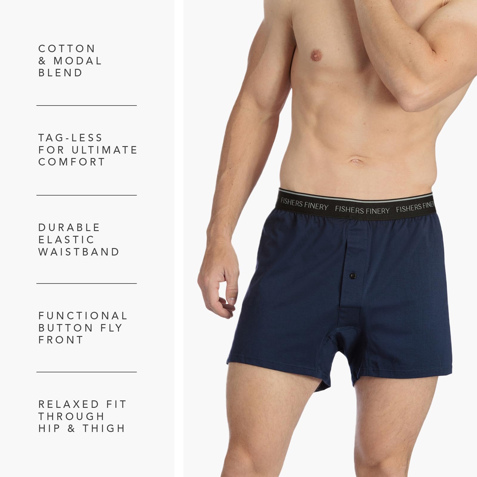 Fishers Finery Men's Relaxed Stretch Knit Boxer Briefs - Soft Modal Cotton Microfiber Blend Underwear for All-Day Comfort | Perfect for Lounge, Sleep & Everyday Wear