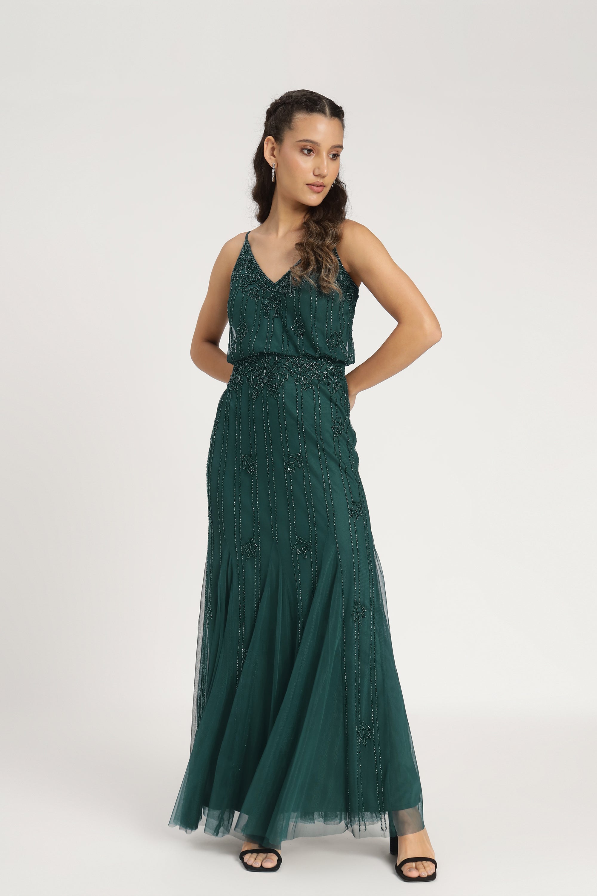 Elegant Green Bridesmaid Dress for Weddings & Formal Events – Keeva Long Flowy Chiffon Gown for Bridal Party, Prom & Evening Occasions