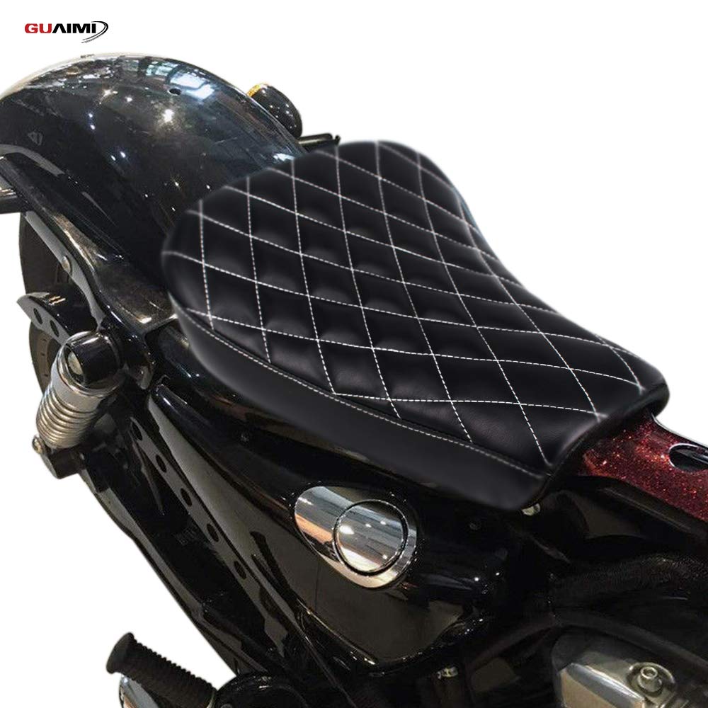 GUAIMI Premium Leather Driver Pillow Solo Seat Cushion for Harley Sportster Forty Eight XL1200 883 72 48 - Diamond Pattern (Comfort Upgrade for Long Rides & Road Trips)