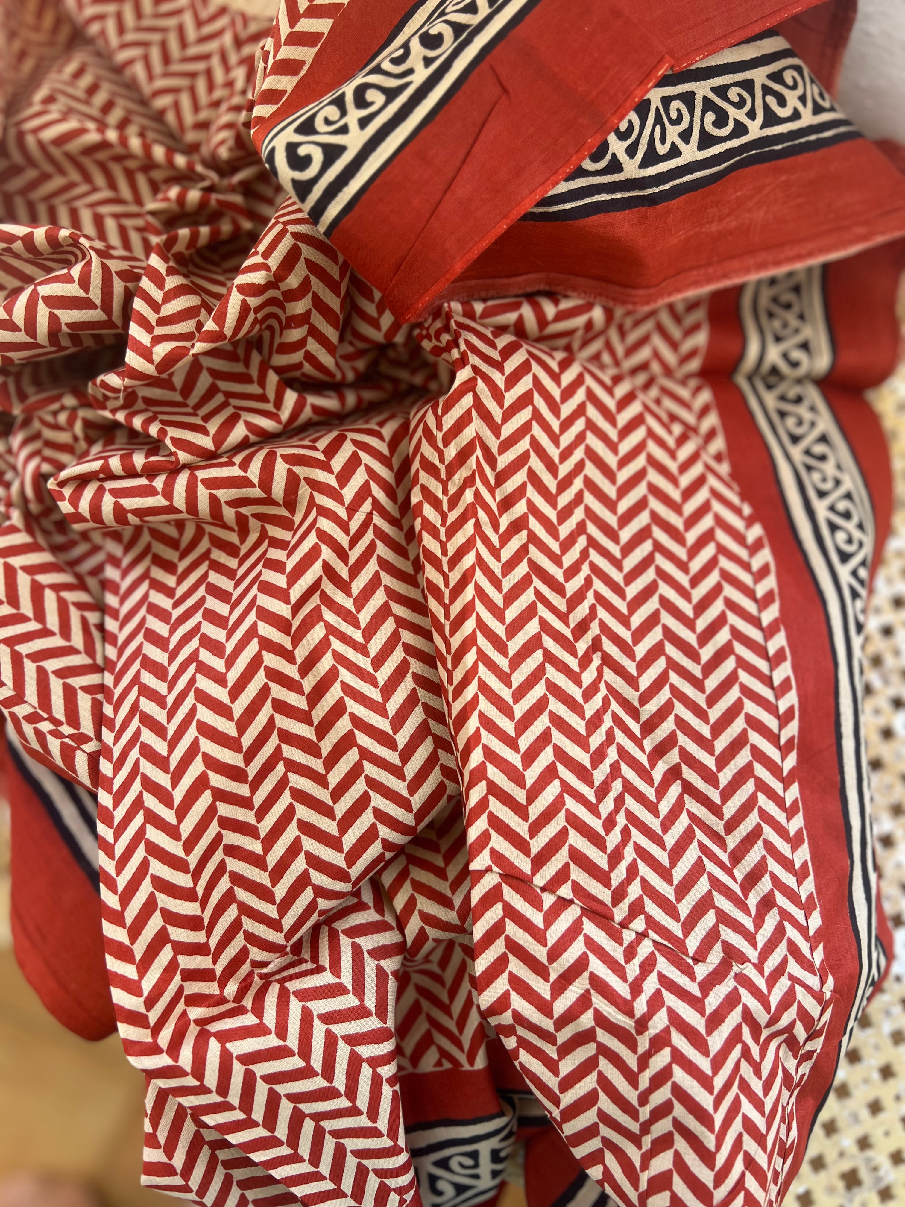 Large Size Block Print Sarong or Pareo - New Collection for Beach, Pool, and Summer Fashion