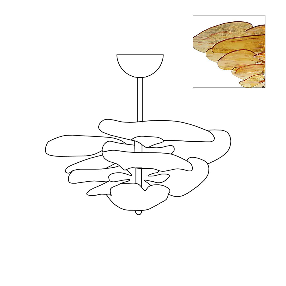 Elegant Lilypad Glass Chandelier - Modern Crystal Ceiling Light Fixture for Dining Room, Living Room & Bedroom Decor | Perfect for Home Lighting and Interior Design