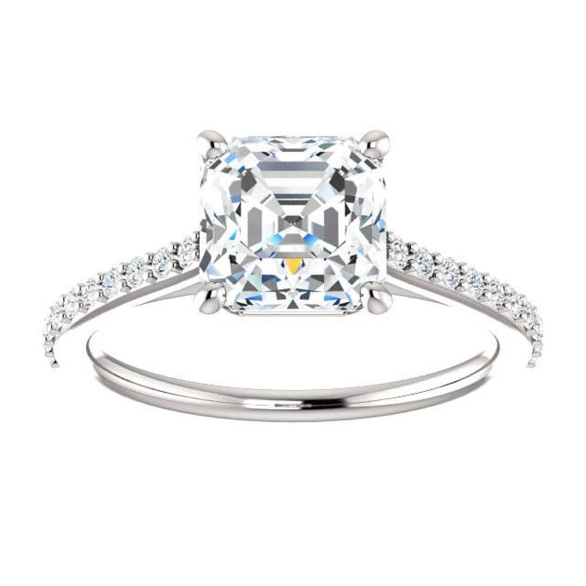 3.90 CT Asscher Cut Moissanite Engagement Ring Wedding Bridal Set, 4-Prong Solitaire Diamond Ring for Women, Vintage Antique Silver Promise Ring - Perfect for Proposals, Anniversaries & Special Occasions
