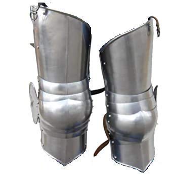 Wholesale Medieval Knight Leg Armor - Silver Closed Cuisses with Articulated Knee Cups for LARP, Cosplay & Renaissance Fairs | Authentic Battle-Ready Armor for Knights & Avengers Costumes