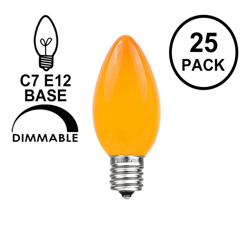 500 Pack Orange C7/E12 Candelabra Base Christmas Lights - 5W Outdoor Ceramic Replacement Bulbs for Holiday Decorations, Tree Lighting, and Festive Home Displays