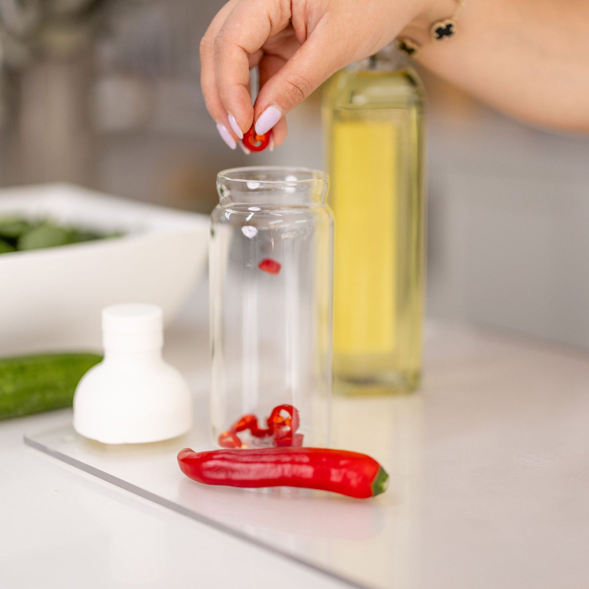 Premium Glass Water Bottle with Silicone Infuser - Leak-Proof & BPA-Free - Perfect for Infusing Fruits, Herbs & Tea at Home, Gym or Office