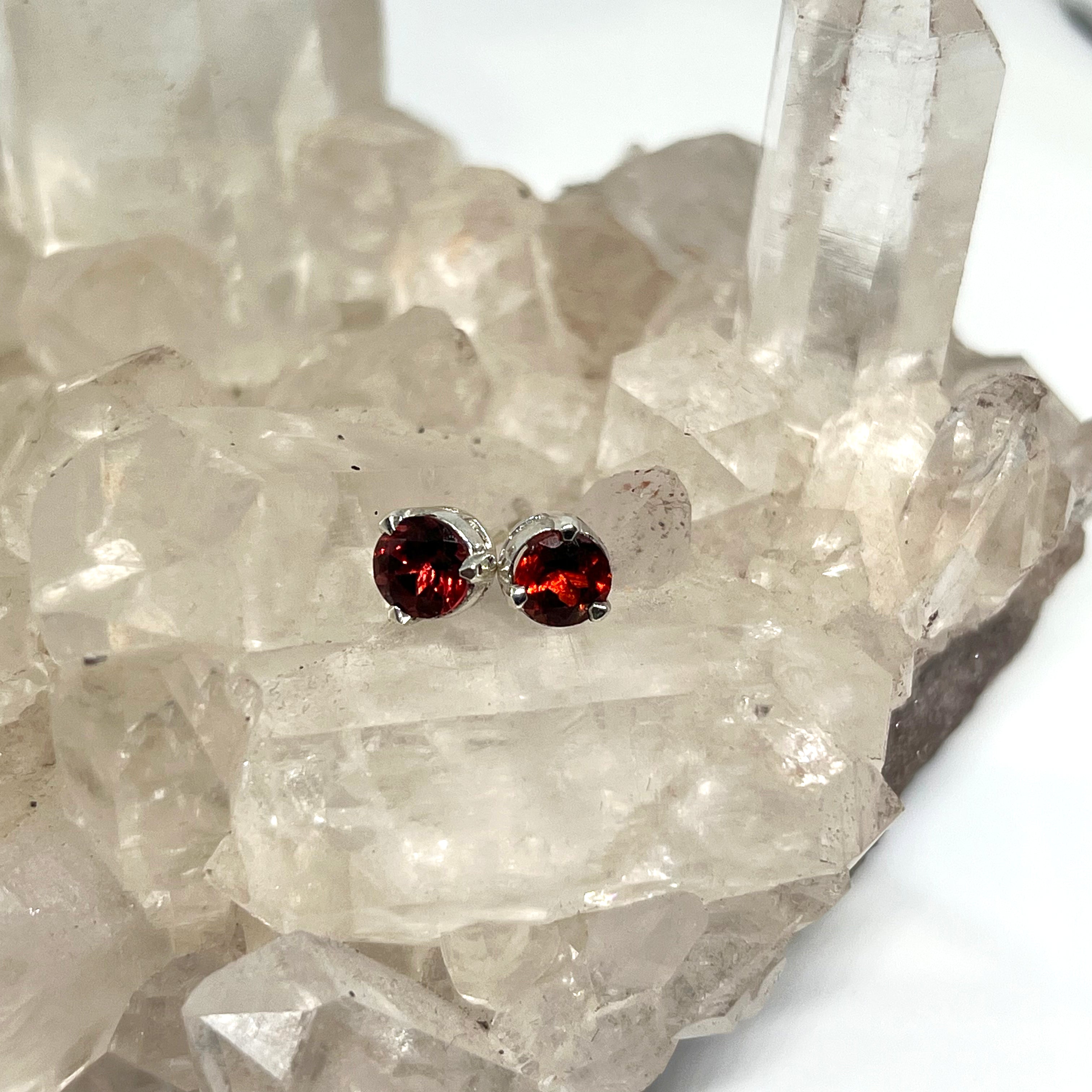 5mm Round Faceted Gemstone Stud Earrings - 3 Prong Set (PSE005) | Elegant & Durable for Daily Wear, Parties & Gifts