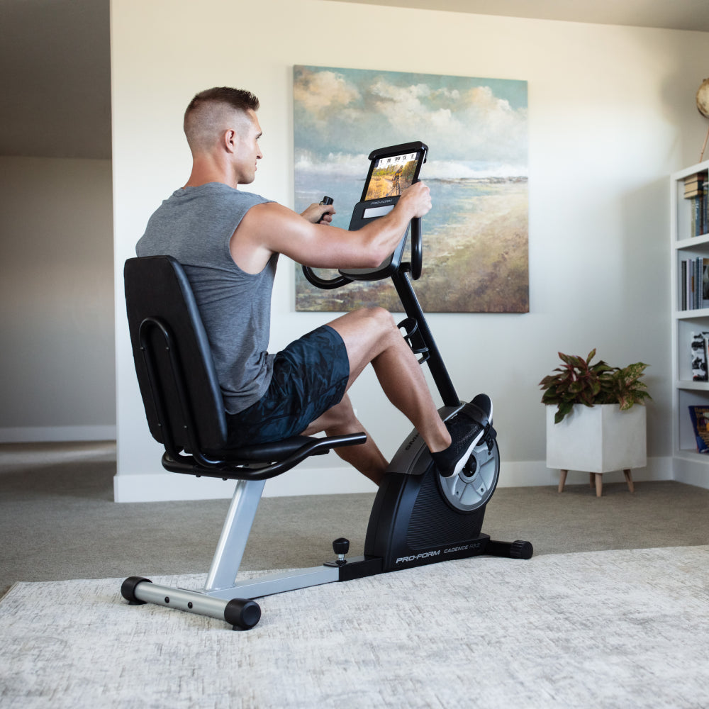 ProForm Cadence R3.9 Recumbent Exercise Bike for Home Gym - Low Impact Cardio Workout Machine for Seniors & Rehabilitation - Perfect for Small Spaces & Apartment Fitness
