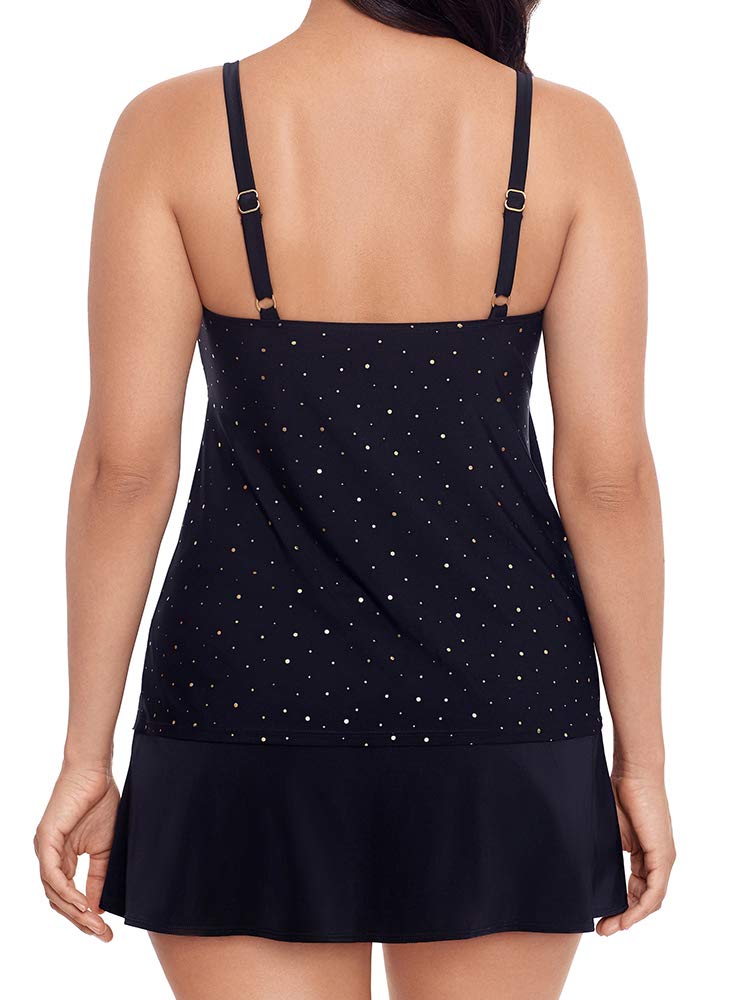 Longitude Women's One Piece Swimsuit with Faux Ruffle Skirt & Pockets - Stylish Bathing Suit for Beach, Pool & Vacation | Plus Size Swimwear Options Available