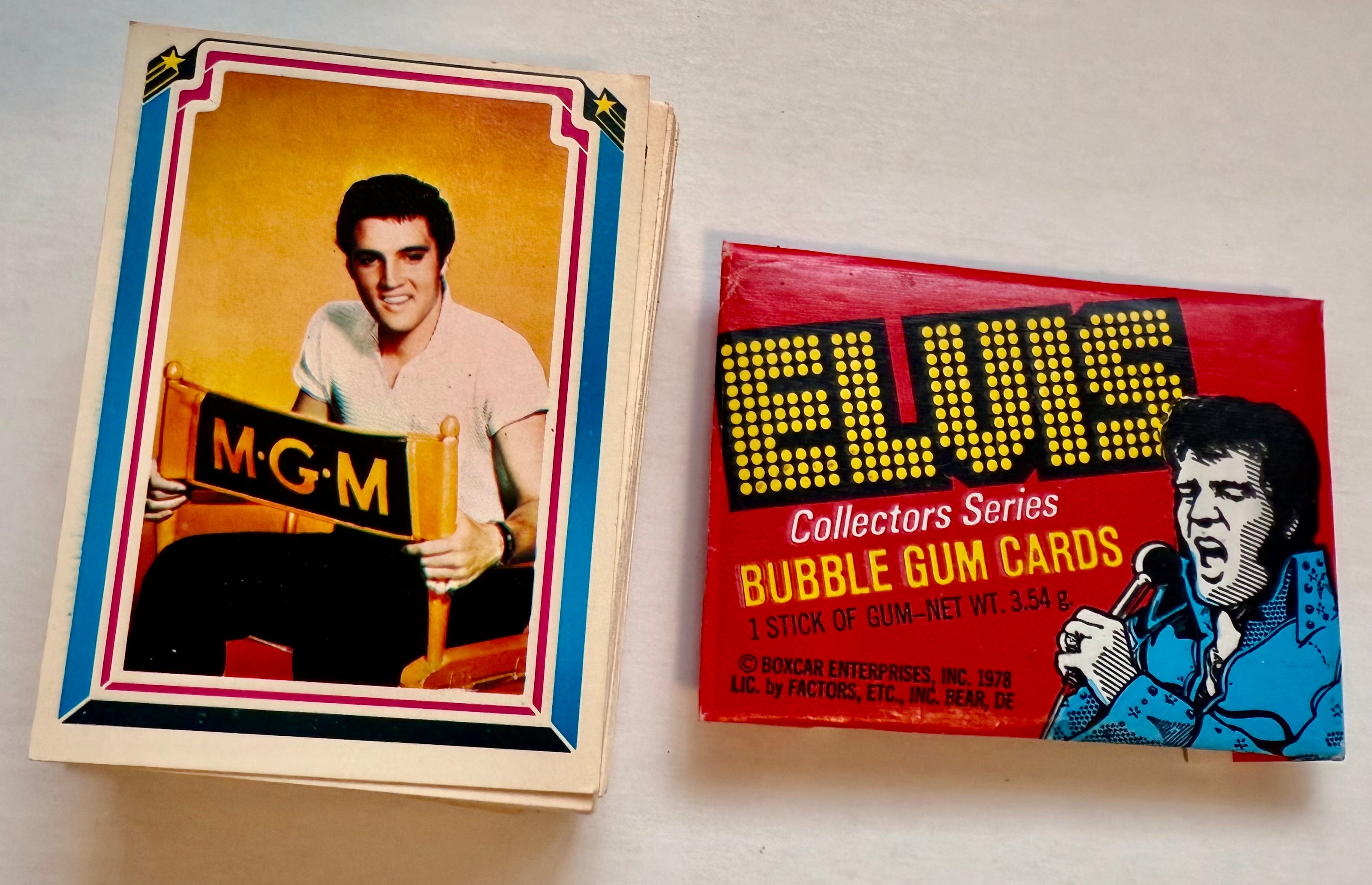 Vintage Elvis Presley Trading Cards Set with Original Wrapper 1978 - Collectible Memorabilia for Fans & Gift Idea for Music Lovers