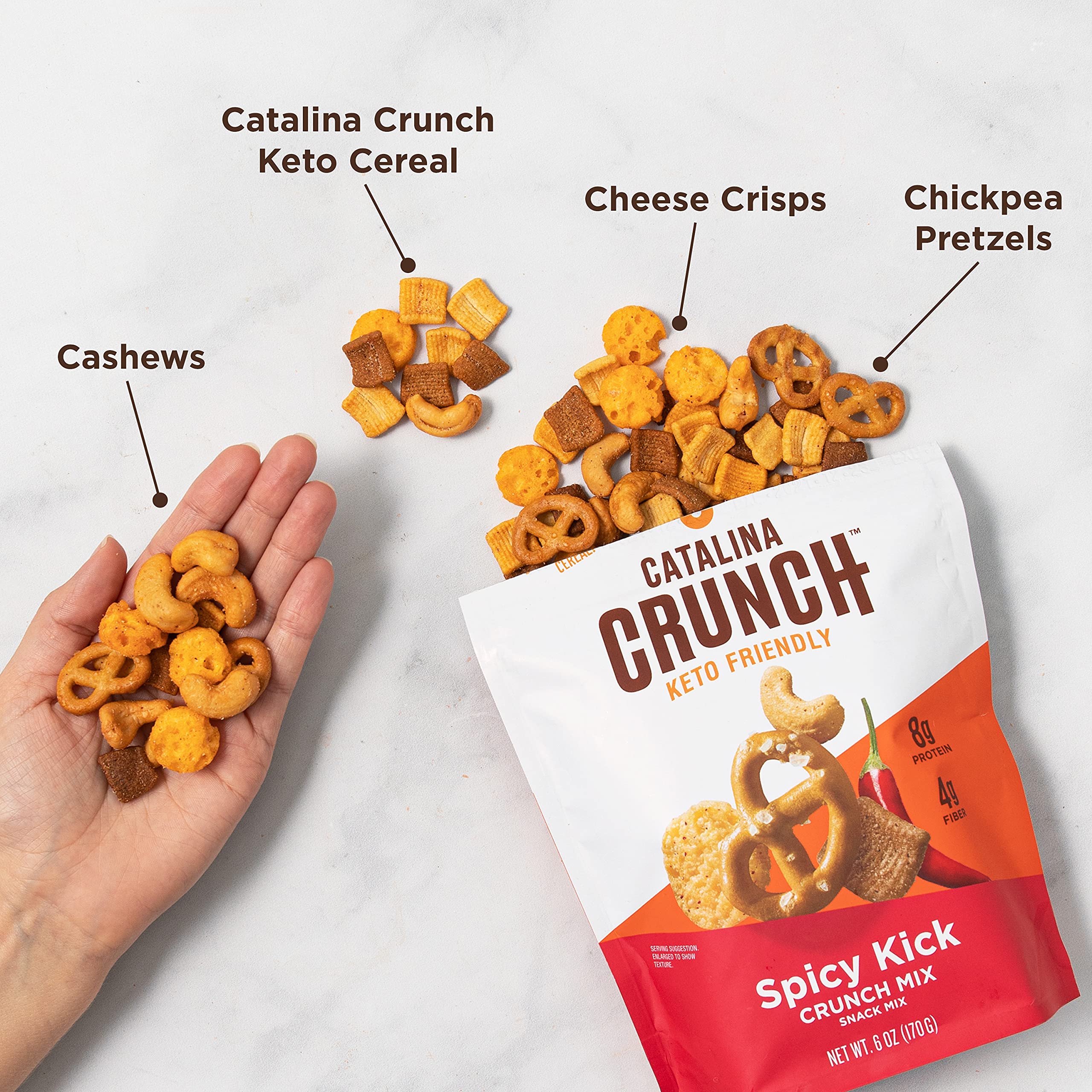 Catalina Crunch Spicy Kick Keto Snack Mix - Low Carb, High Protein, Gluten Free | Keto Friendly Snacks for Weight Loss & Healthy Lifestyle | Perfect for On-the-Go, Office Snacking & Keto Diet Meal Prep (6oz, Pack of 3)
