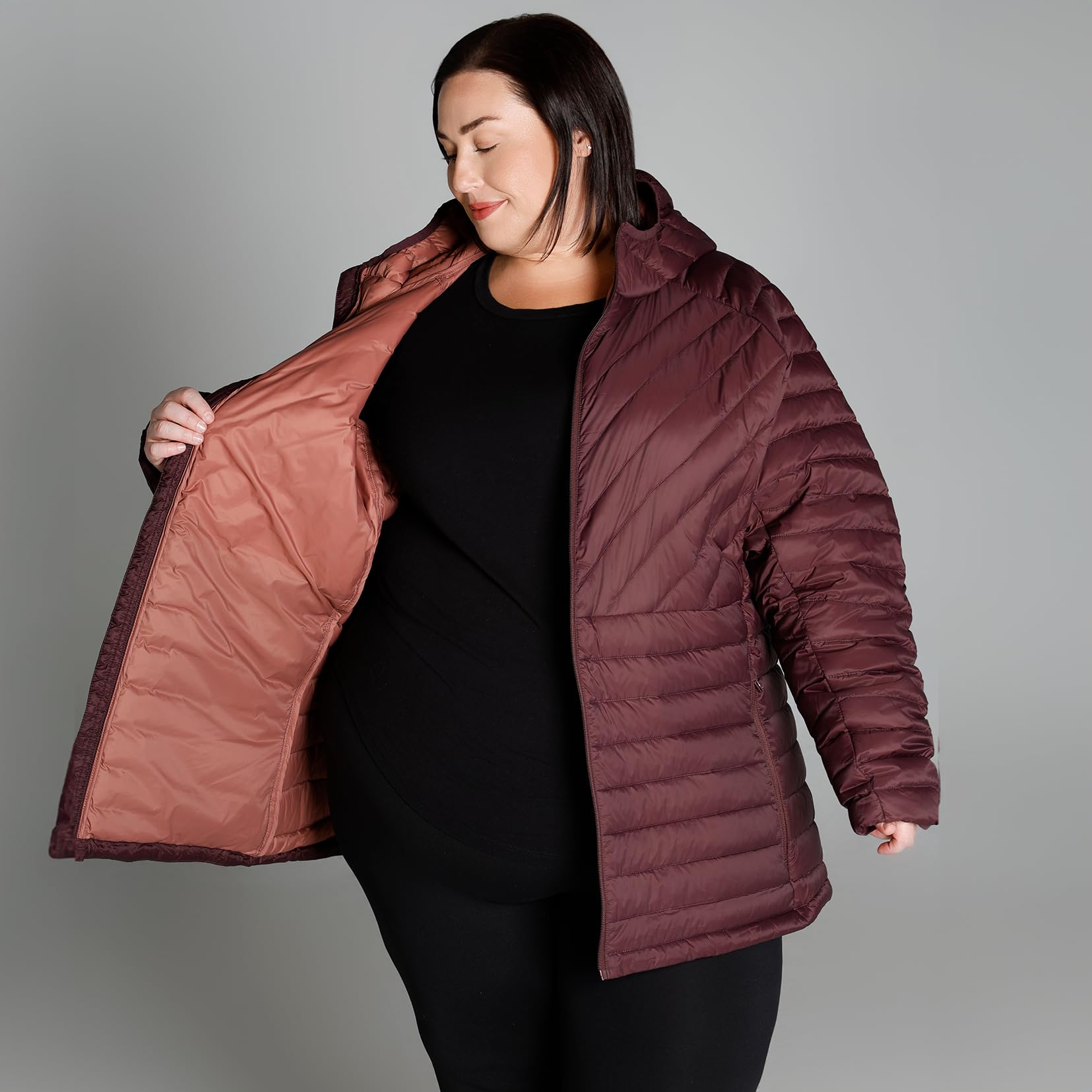 Women's Plus Size Packable Down Jacket 1X-6X - Lightweight Hooded Puffer Coat for Spring & Fall | Warm Travel Jacket for Outdoor Activities & Daily Commute