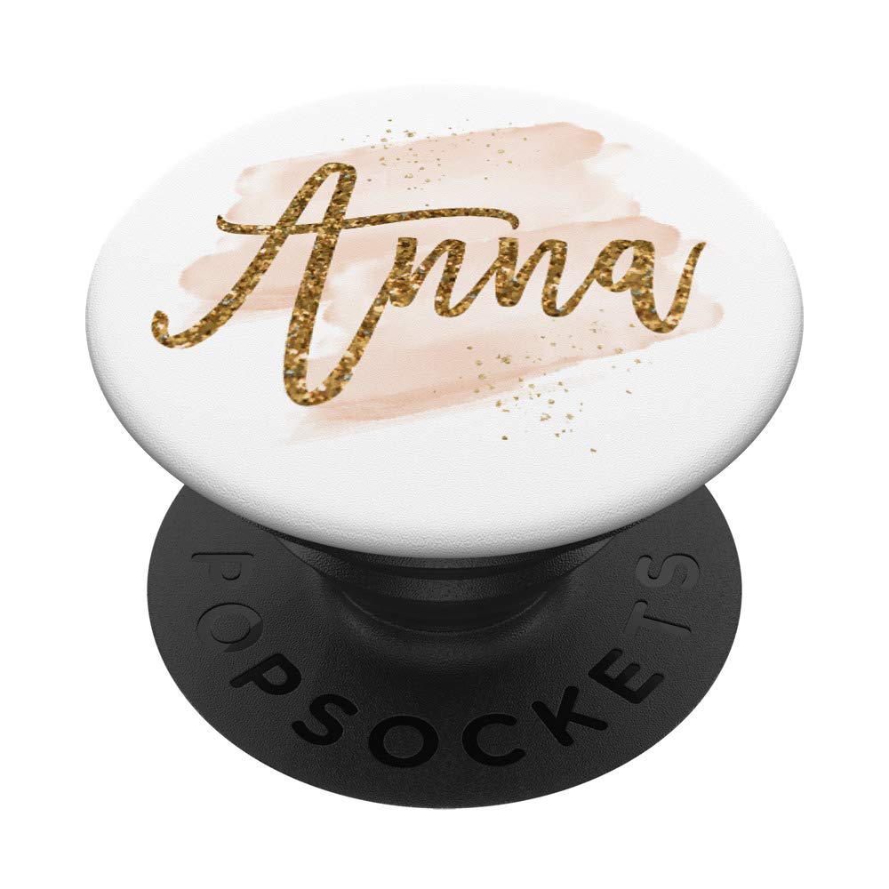 Personalized Anna Faux Gold Script PopSocket - Swappable Phone Grip for Girls & Ladies, Ideal for Daily Use, Travel, and Work