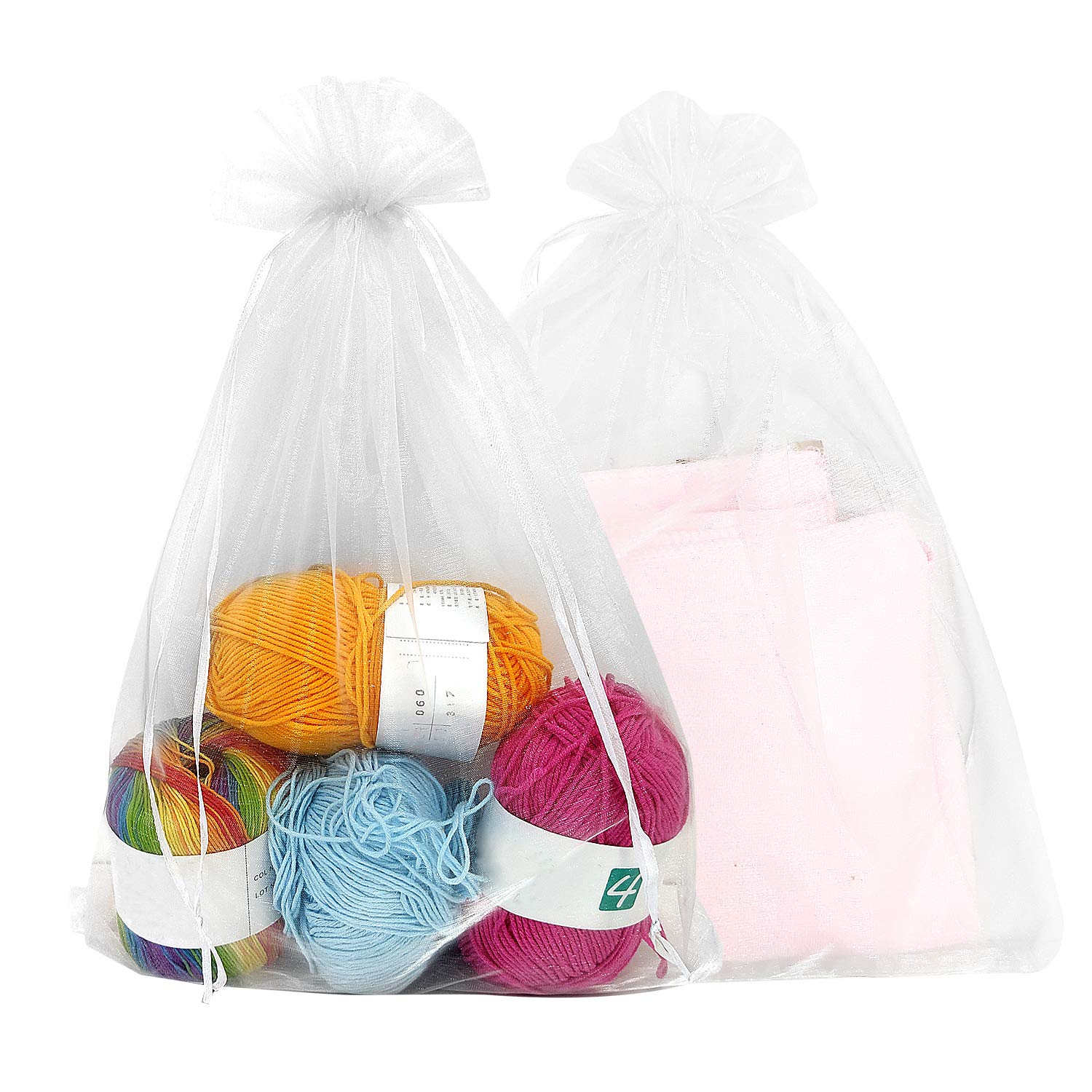SumDirect 100Pcs 12x16 Inches Extra Large White Organza Gift Bags with Drawstring - Perfect for Wedding Favors, Party Decorations, Bridal Shower Gifts & Holiday Packaging