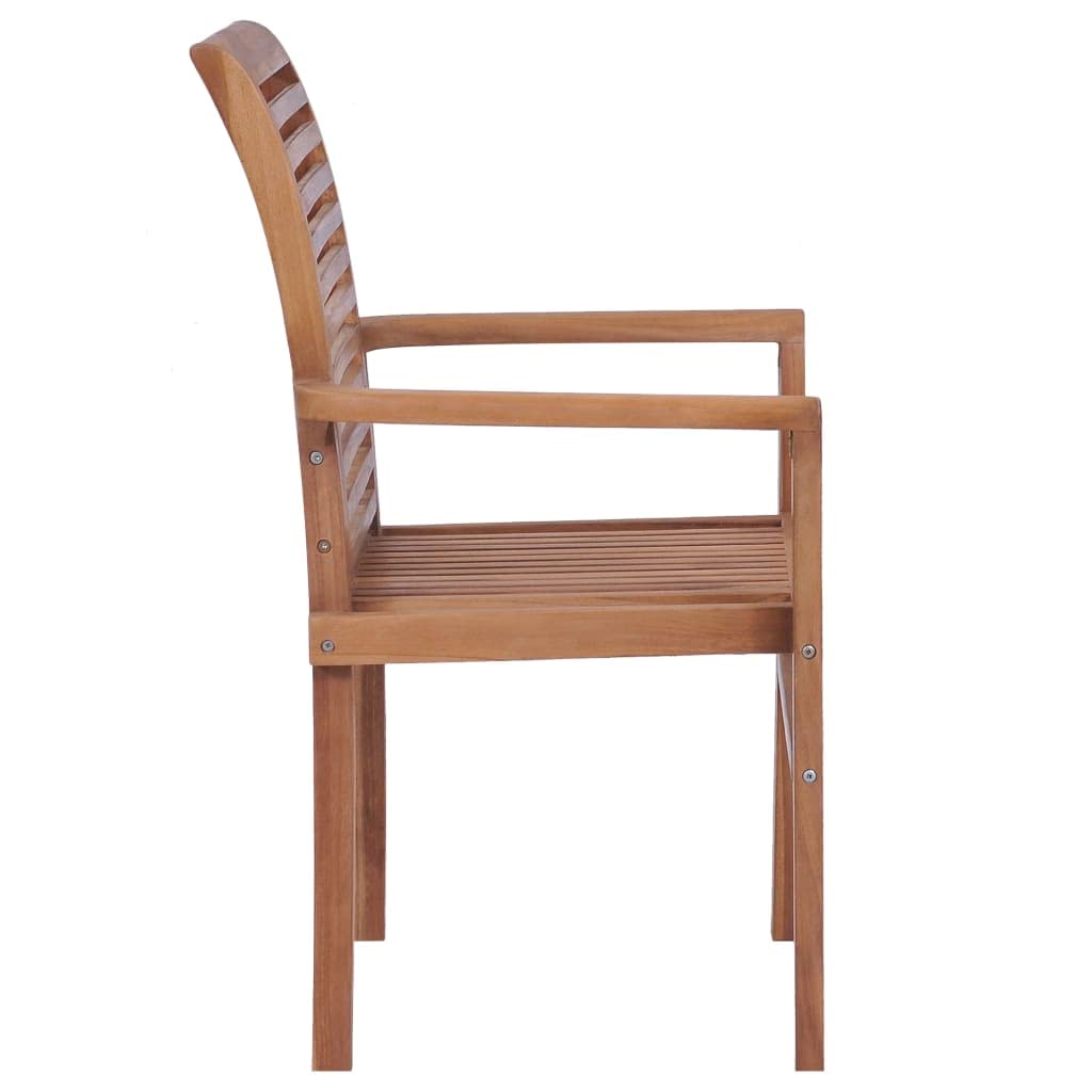 2-Piece Solid Teak Stacking Dining Chairs Set - Ergonomic Outdoor & Indoor Stackable Chairs - Space-Saving Patio Furniture for Garden, Deck, and Dining Room Use