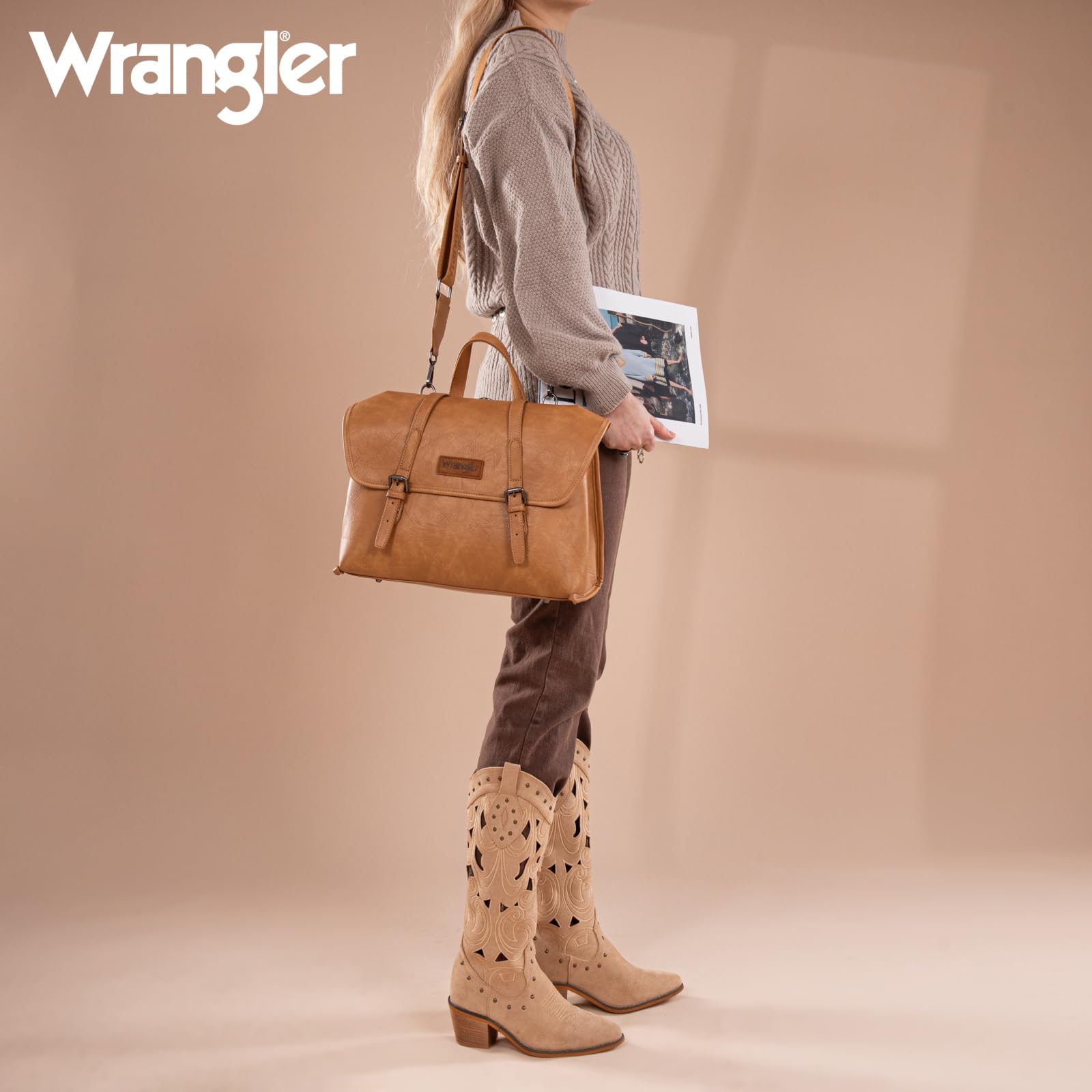 Montana West x Wrangler Women's Convertible Backpack - Professional Laptop Messenger Bag for Business, Travel & Office Use | Stylish Work Tote with Multiple Carrying Options for Commuting, Meetings & Daily Essentials