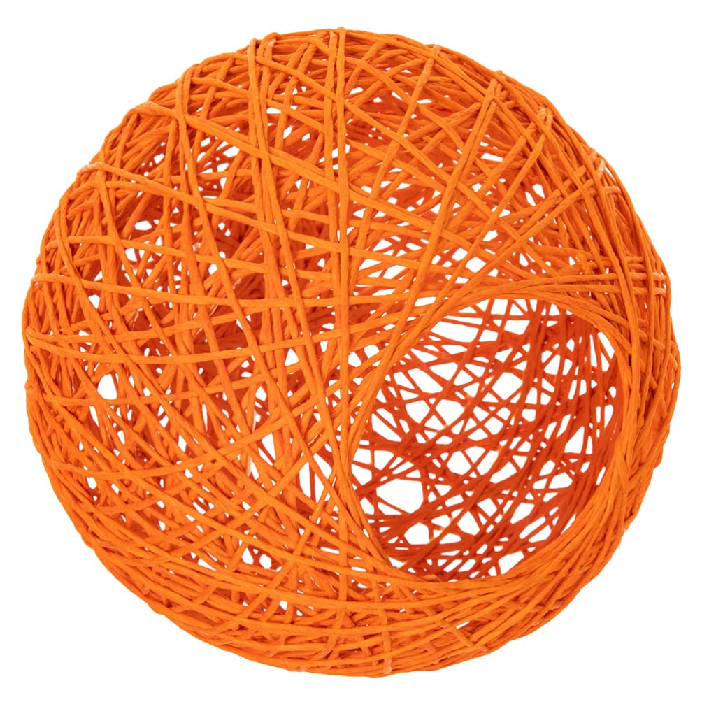 Vintage Rattan Chandelier Shade - Farmhouse Wicker Pendant Lamp Shade for Bar Counter, Dining Room & Living Room Lighting - Uonlytech Paper Ball Lampshade