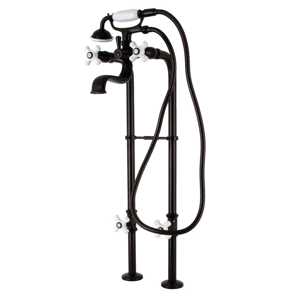 Kingston Brass CCK226PXK3 Freestanding Clawfoot Tub Faucet Set with Supply Line - Vintage Style Bathroom Fixture for Classic & Modern Bathrooms