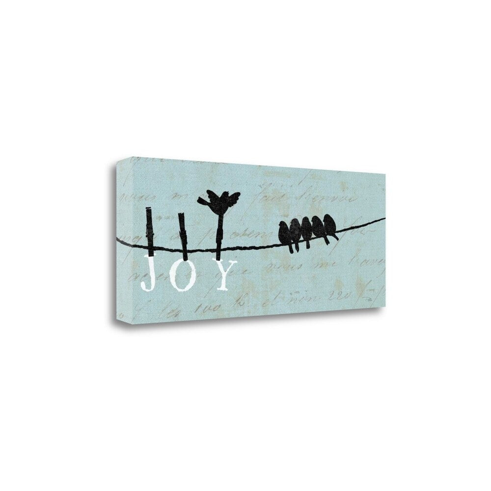 Birds On A Wire Joy By Pela - Premium Fine Art Giclee Print on Gallery Wrapped Canvas - Ready to Hang Wall Decor for Living Room, Bedroom & Office