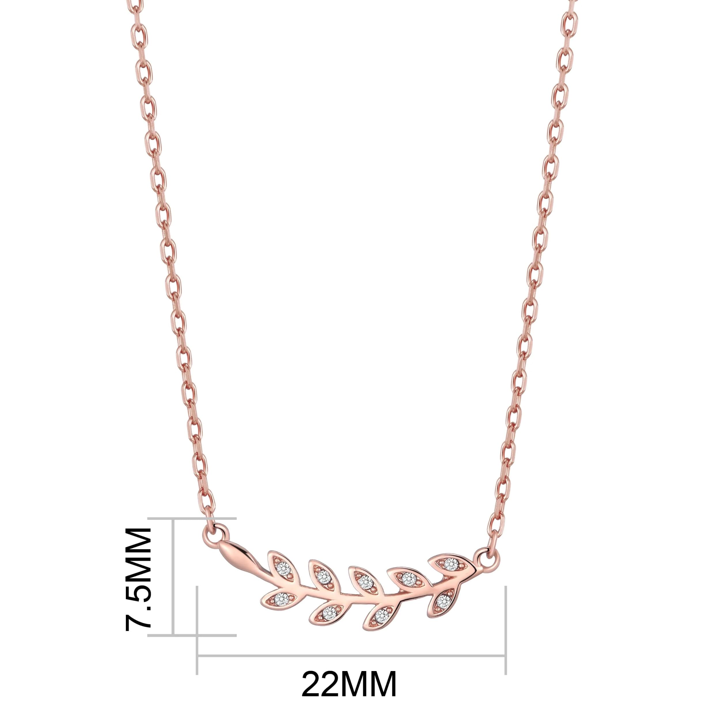 Philip Jones Rose Gold Plated Leaf Necklace with Zircondia® Crystals | Elegant Women's Jewelry for Valentine's Day, Anniversary & Special Occasion Gifts