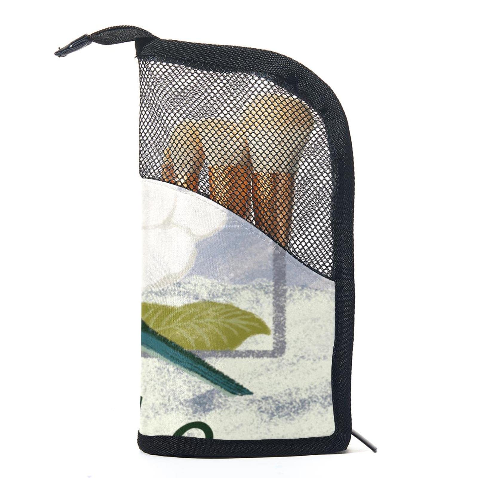 12-Piece Makeup Brush Organizer Bag with Portable Case - Moon Flower Bird Hello January Design | Perfect for Travel, Home Storage & Makeup Artist Kits