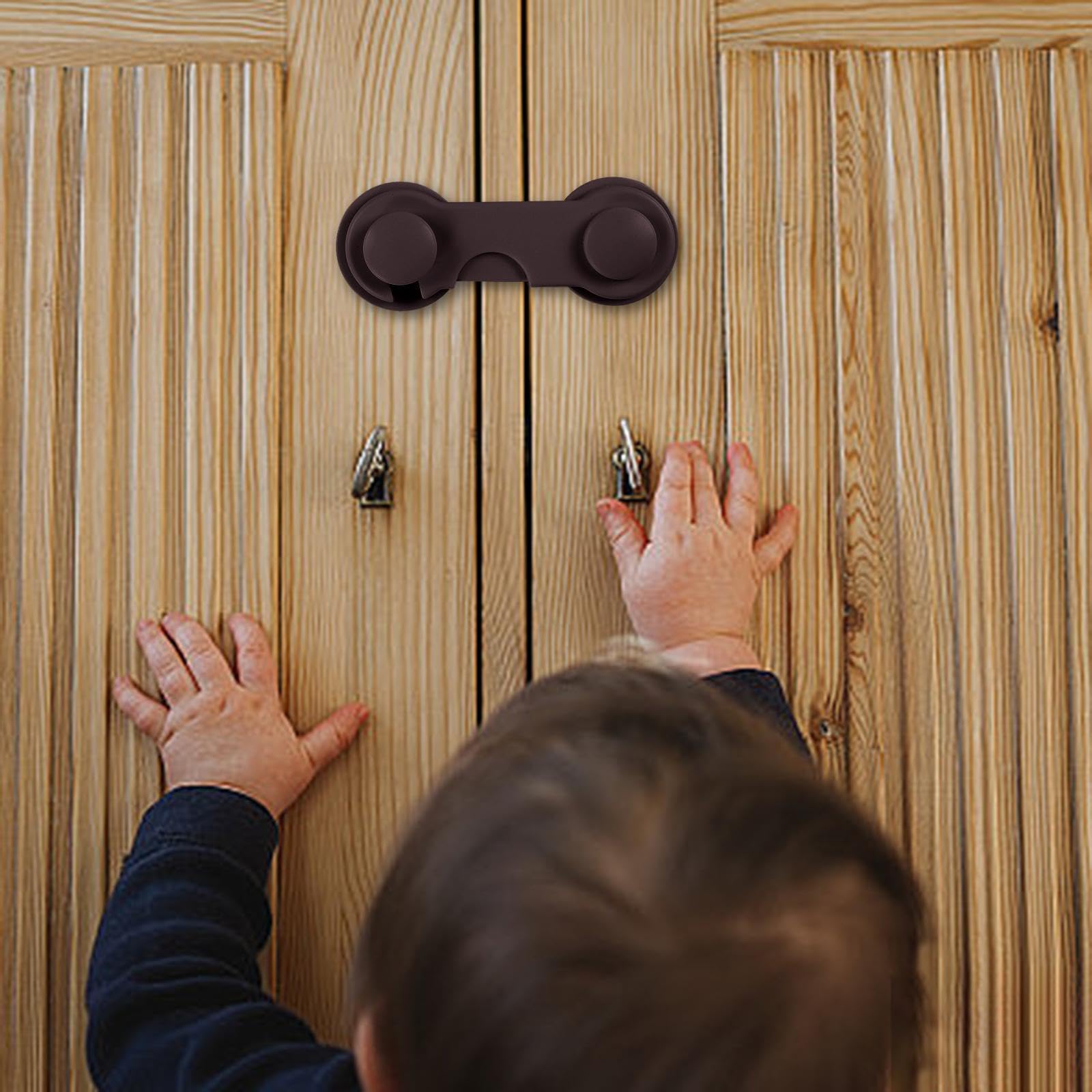 GaotKeut Child Safety Lock - Multi-Purpose Baby Proofing Cabinet & Drawer Lock for Oven, Fridge, Doors (Brown) - Secure Your Home & Protect Toddlers