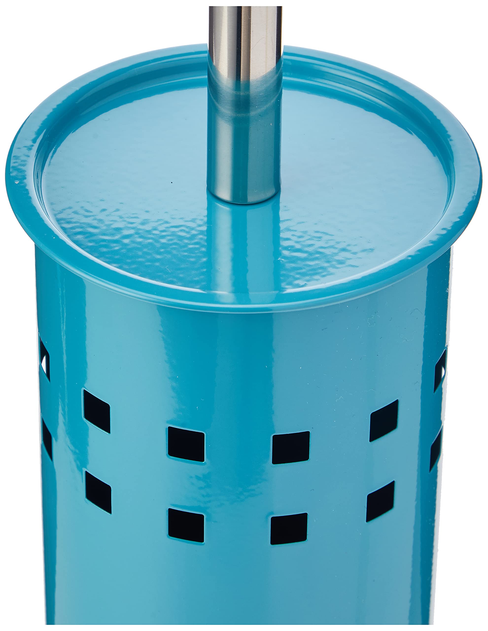 Modern Toilet Brush Holder Set - Free Standing Bathroom Organizer with Satin Stainless Steel & Turquoise Finish - 38 x 10 x 10 Inch - Elegant Design for Home, Hotel, and Office Restrooms - Perfect for Small Spaces & Modern Bathroom Decor