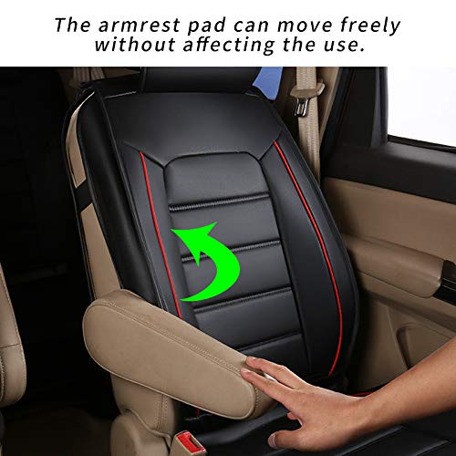 Universal 7-Seat Car Seat Cover Set - Waterproof Leather Protection with 2 Headrests & 2 Lumbar Pillows (Red) - Fits Most SUV & Minivan Models - Perfect for Family Road Trips, Daily Commuting and Pet Protection