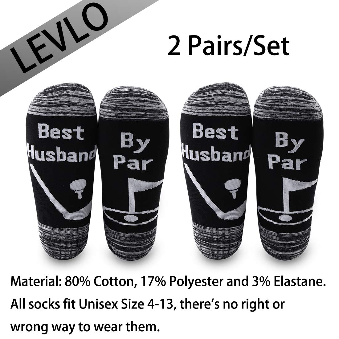 LEVLO Golf Socks for Men - Comfortable Cotton Socks with Funny Golf Puns - Perfect Gift for Husband & Golf Lovers - Ideal for Golfing, Casual Wear & Special Occasions