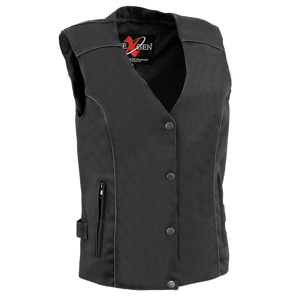 Milwaukee Leather SH1955 Women's Black Textile Vest with Wing Embroidery - Stylish Motorcycle Riding Gear for Ladies